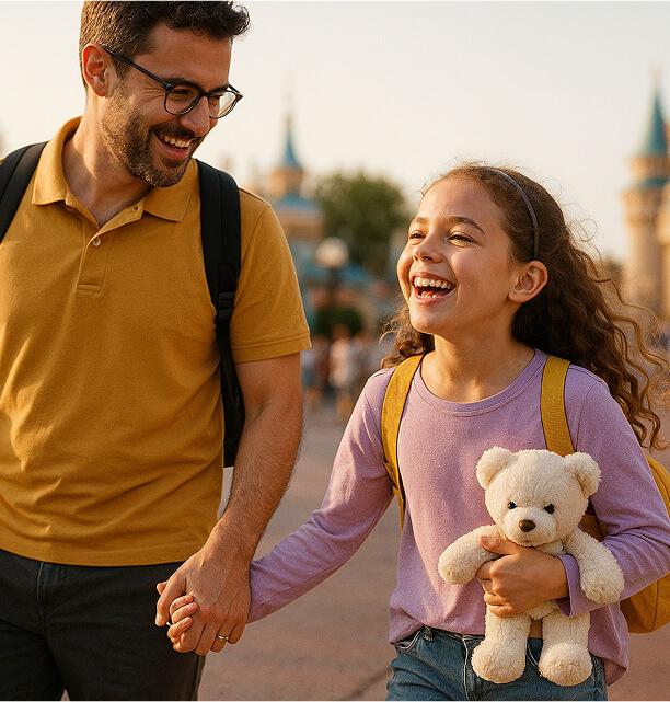 Pai e filha sorrindo